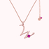 Initial Letter Necklace: Charming W - Rose Vermeil Gold 14K - Pink Topaz