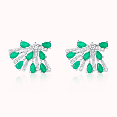 Earrings Natural Green Agate Gemstone jewelry sterling silver women