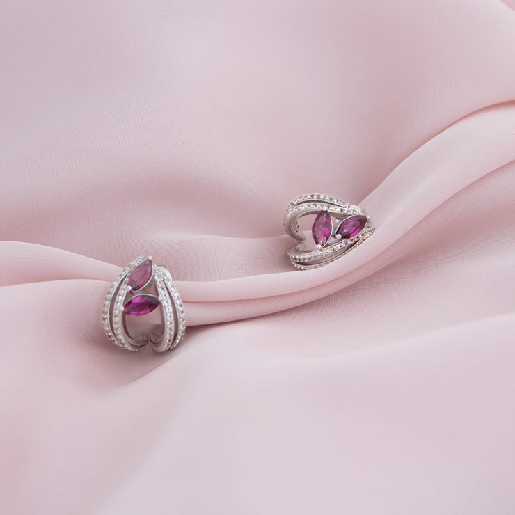 stunning natural rhodolite garnet gemstone earrings in sterling silver and rhodium plated