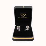 unique natural white topaz gemstones women earrings in sterling silver and rhodium plated 