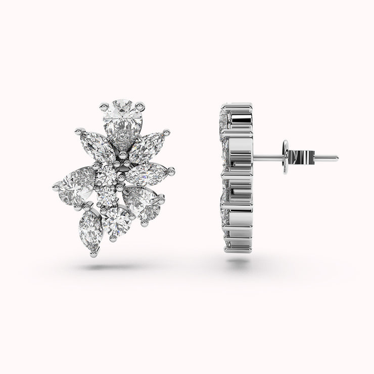 brilliant natural white topaz gemstones women earrings in sterling silver and rhodium plated
