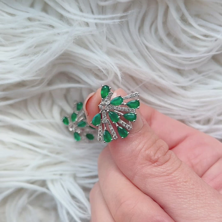 Beirut Party Earrings - Natural Green Agate Gemstones