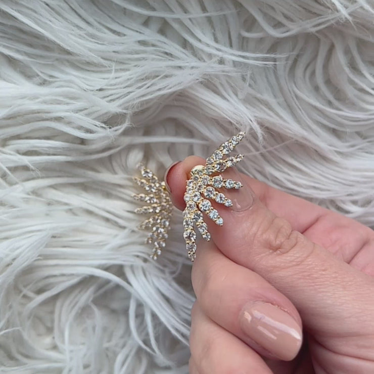 Golden Angel Earrings - White Topaz Gemstones