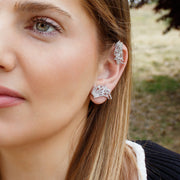 unique natural white topaz gemstones women earrings in sterling silver and rhodium plated 