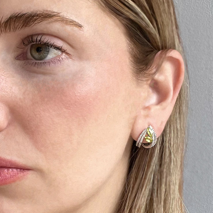 women earrings Natural Green Peridot gemstone sterling silver gift