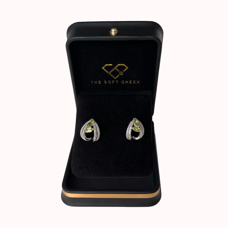 women earrings Natural Green Peridot gemstone sterling silver gift