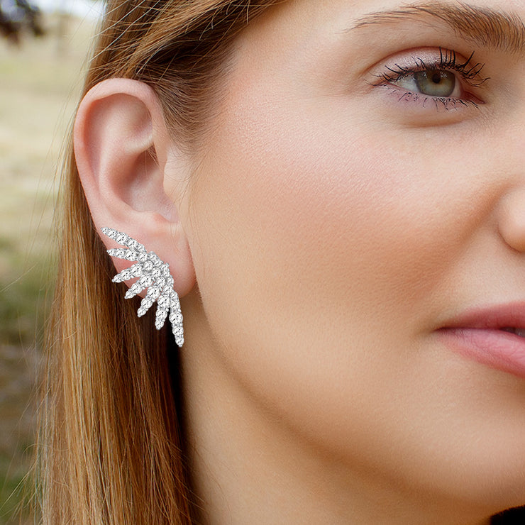 women earrings Natural white topaz gemstone sterling silver rhodium gift