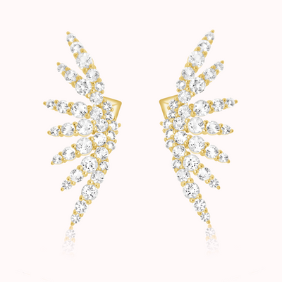 women earrings Natural white topaz gemstone sterling silver gold gift