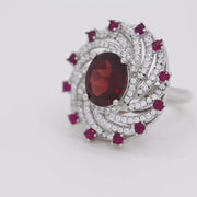 Exclusive Natural Red Garnet Gem Stone Ring in Sterling Silver, Fire Birthstone Jewelry