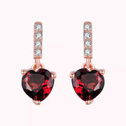 Red Garnet Heart Cut Earring and Ring Set with Authentic Gemstones - Everyday Jewelry.