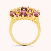Elegant Purple Rhodolite Garnet Gemstone Ring, Sterling Silver and 14K Gold VERMEIL, Powerful Birthstone Jewelry