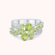 Genuine Sparkly Green Peridot GemStone Ring in Sterling Silver, Trendy Gift, Atemporal daily Design