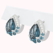 Genuine Natural London blue topaz earring in sterling silver unique iceberg design