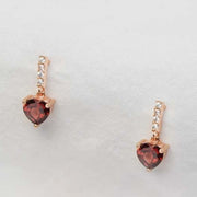 Romantic jewelry earring natural red garnet gemstone in sterling silver and rose gold plated