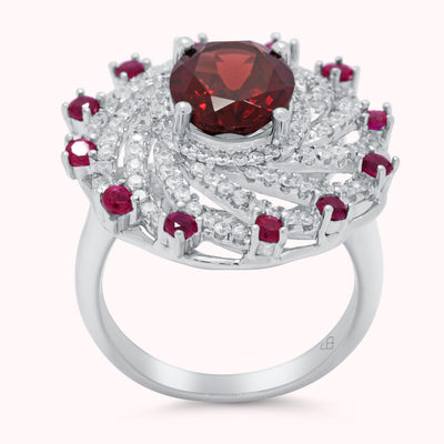 Exclusive Natural Red Garnet Gem Stone Ring in Sterling Silver, Fire Birthstone Jewelry