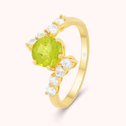 Sterling Silver Fine Ring with Natural Green Peridot GemStone, Unique Design 14K Gold Vermeil