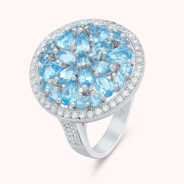 Timeless Natural Swiss Blue Topaz Ring 925 Sterling Silver Anniversary Gift for December Birthstone